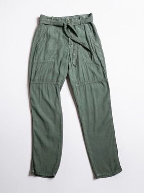 American Eagle Linen Blend Pants Trousers Size 4 Sage Green High Waist Loose Fit